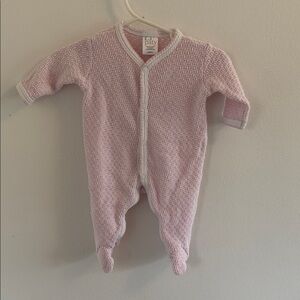 Paty NB Baby Footie in Soft Pink Knit